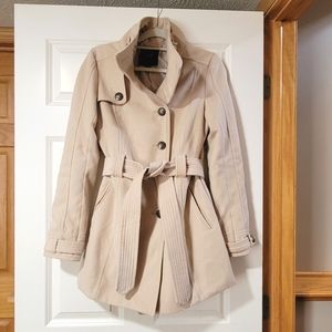 Jack by BB Dakota Cream Winter Trench Coat with Belt Size Medium